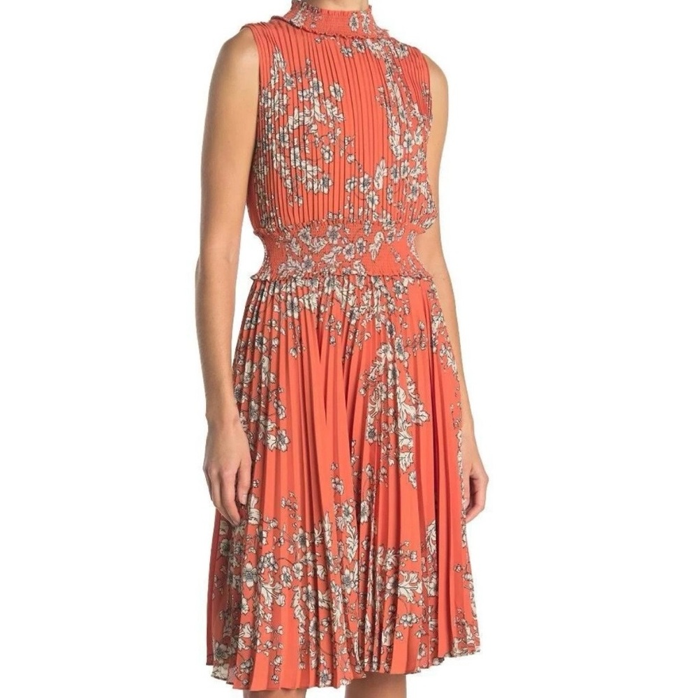 Nanette Lepore Coral Floral Midi Dress